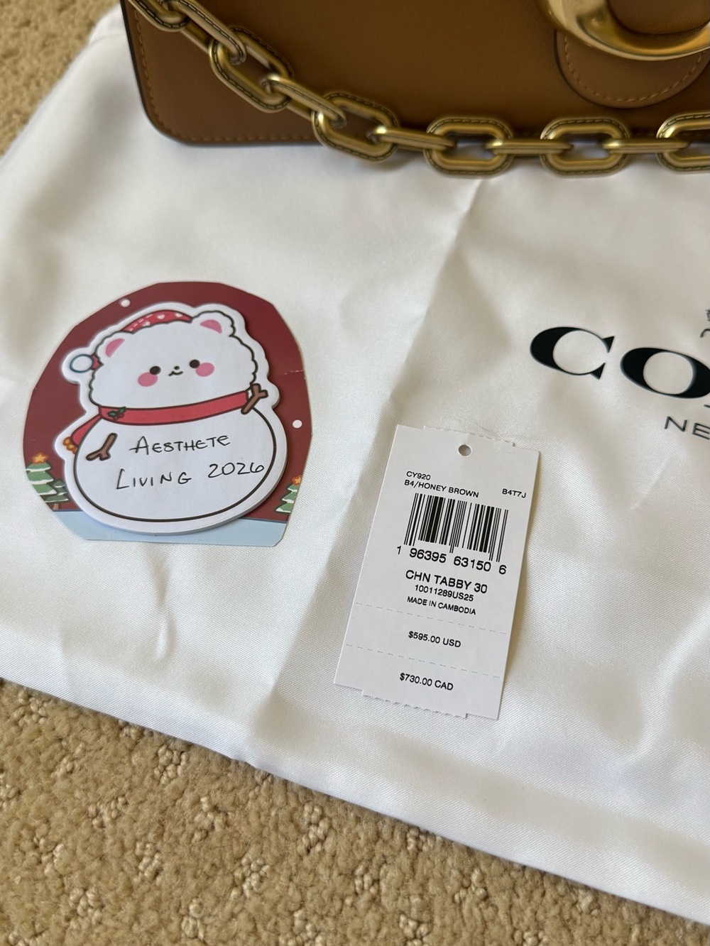 Coach Chain Tabby 30 Bag in Honey Brown - Picture 10 of 10